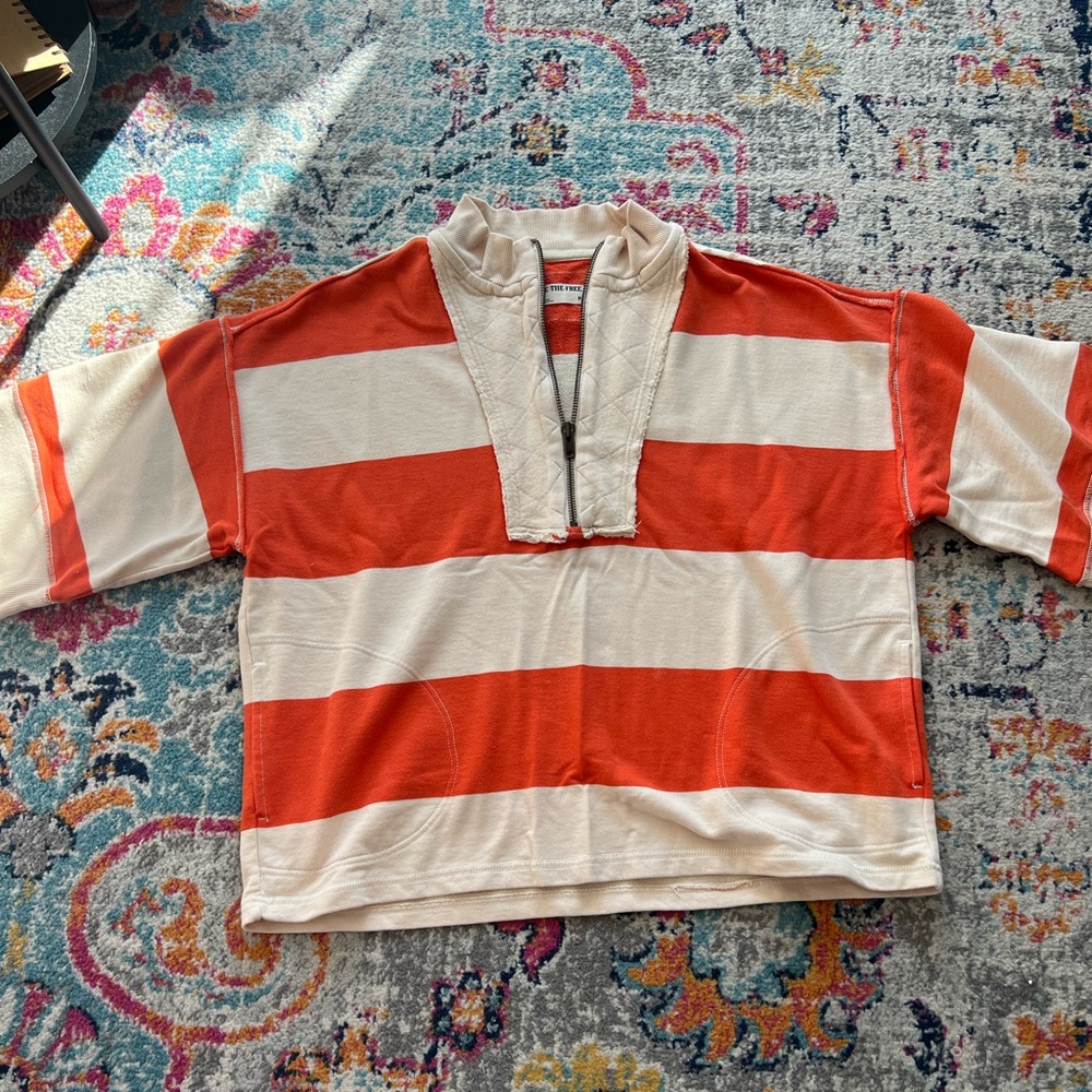 free people striped short sleeve sweater
